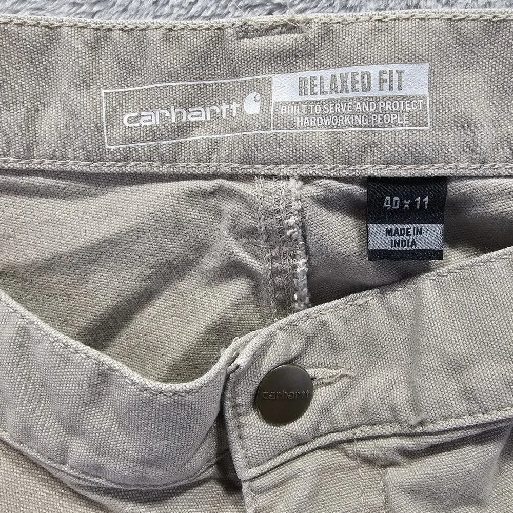 Carhartt Short Mens 40 Tan Relaxed Fit Rugged Canvas Utility Work Wear BS3652-M